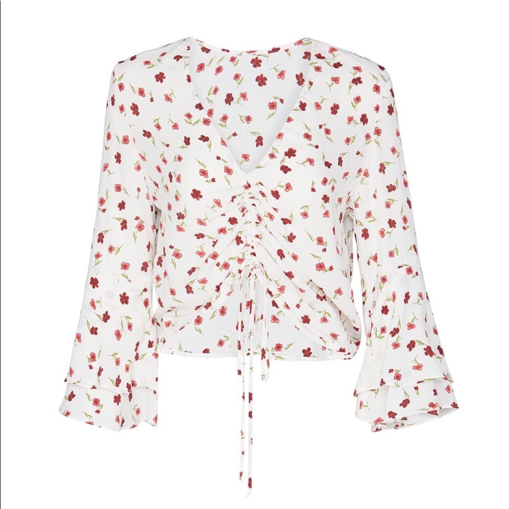 Super cute floral drawstring top